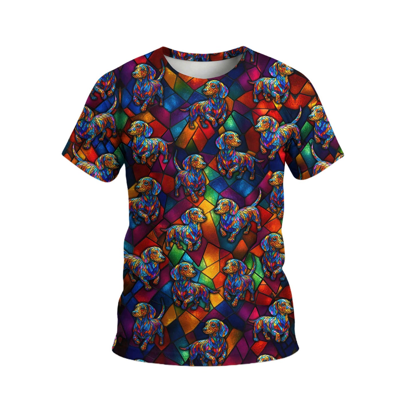 Vibrant Mosaic Dachshund Shirt, Colorful Glass Art Dog Design, Dachshund T Shirt, Wiener Dog T Shirt