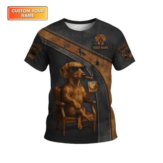 Custom Name Whiskey Dachshund Design, Dachshund T Shirt, Wiener Dog Shirts