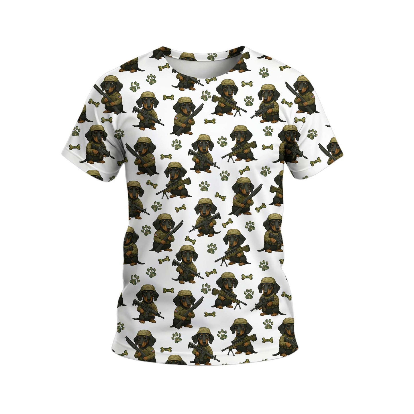 Military Dachshund Soldier T Shirt, Funny Army Dog Pattern, Dachshund T Shirt, Wiener Dog T Shirt