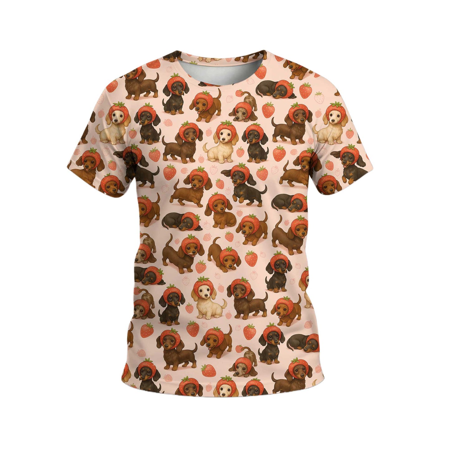Funny Kawaii Strawberry Art With Cute Dachshund Shirt, Dachshund T Shirt, Wiener Dog T Shirt