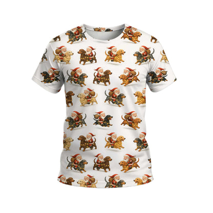 Santa Riding Cute  Dachshund Holiday Tee, Dachshund T Shirt, Wiener Dog T Shirt