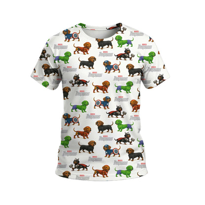 Super Hero Dachshund Pattern Polo, Wiener Dog T Shirt, Dachshund Sweatshirt