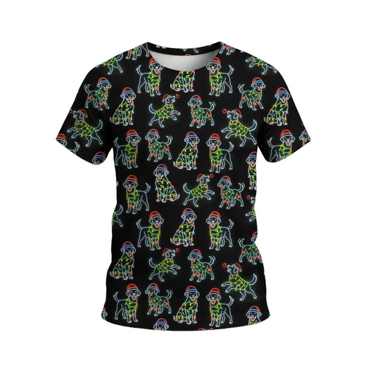 Colorful Neon Labrador Santa Christmas Black Polo, Christmas Labrador T Shirt, Labrador Dog Shirt