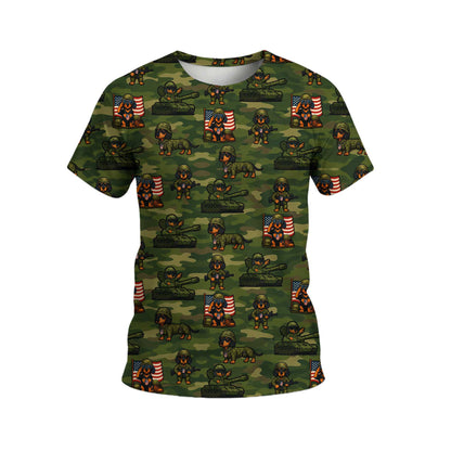 Military Camo Soldier Pattern Polo, Dachshund Shirt, Wiener Dog T Shirt