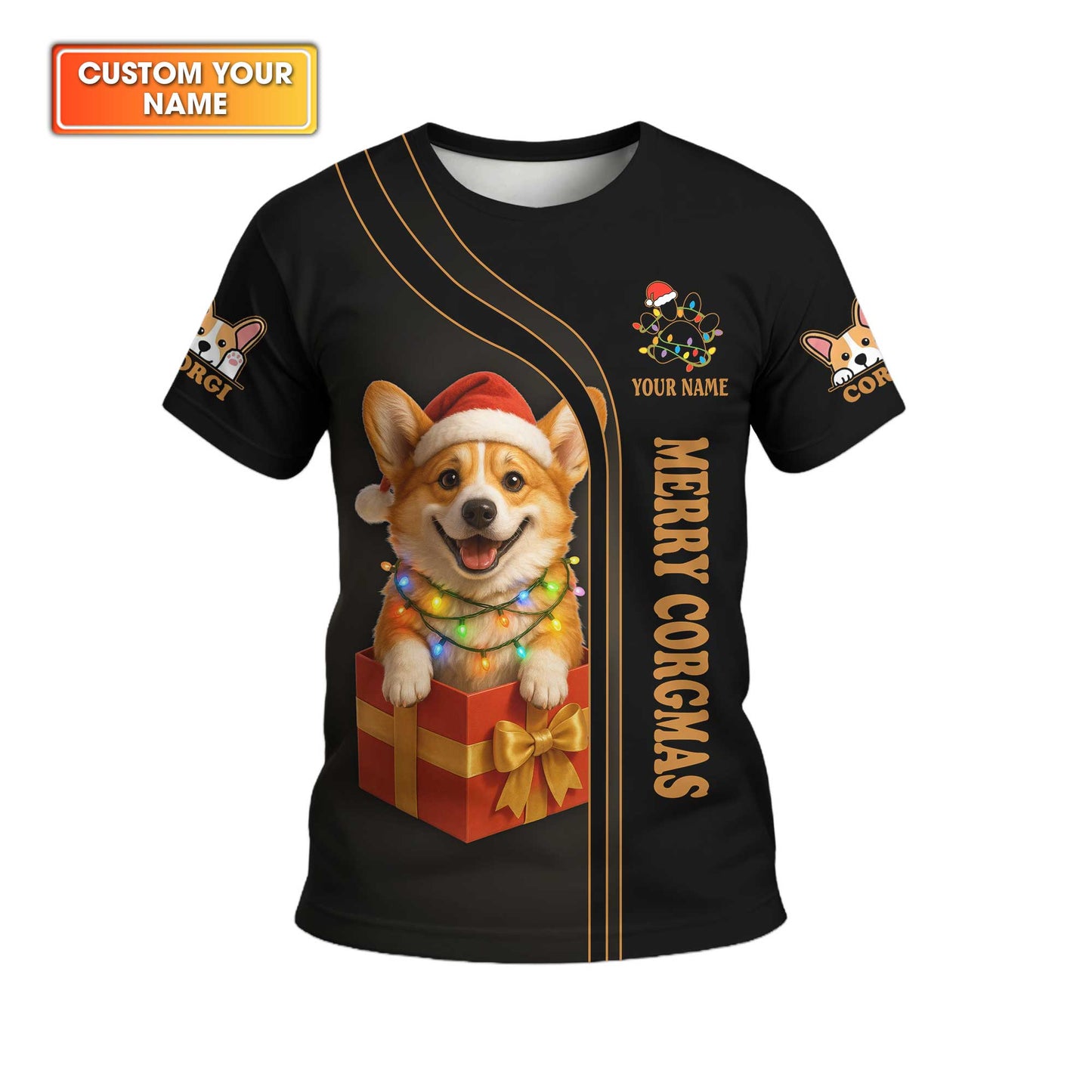 Cute Christmas Corgi Dog Gift Box Custom Name Hoodie, Corgi Shirt, Corgi Dog T Shirt