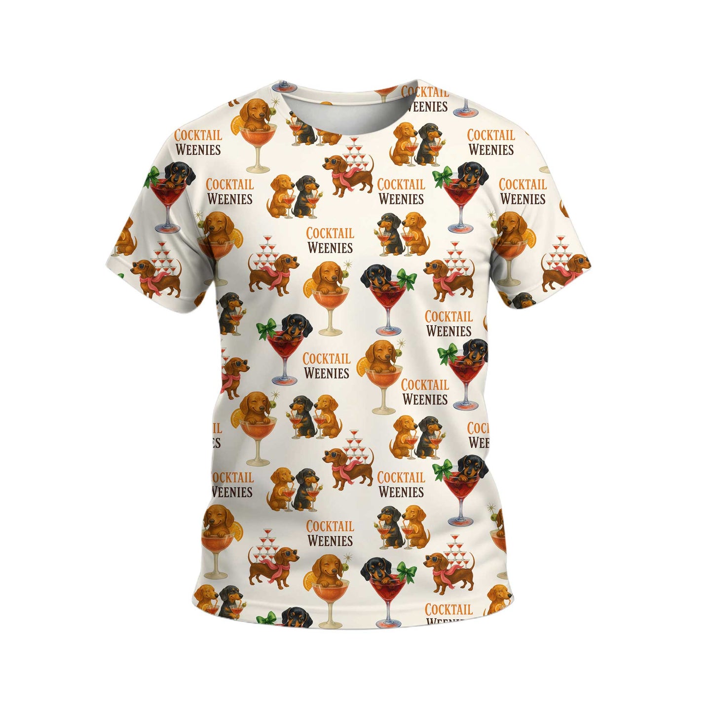 Funny Cocktail Weenies Pattern Polo, Dachshund Shirt, Wiener Dog T Shirt