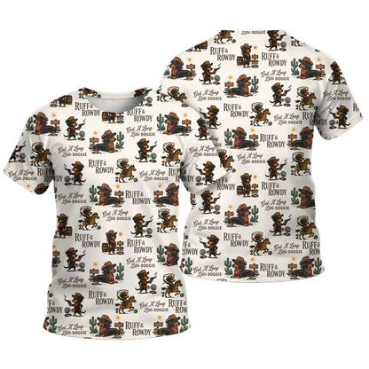 Get A Long Little Doggie Vintage Dachshund Shirt, Western Cowboy Dachshund Pattern Polo, Dachshund T Shirt, Wiener Dog T Shirt