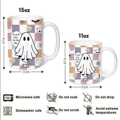 I'm Just Here For The Boo - Retro Retro Halloween Gift - Personalized Edge-to-Edge Mug