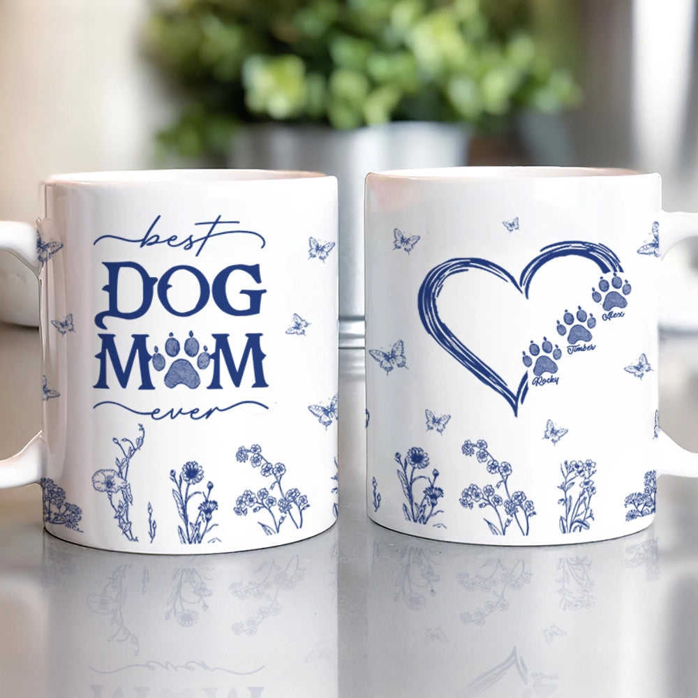 Best Dog Mom Ever - Toile De Jouy Style - Personalized Mug