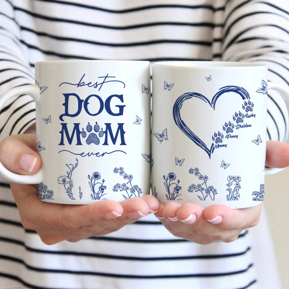 Best Dog Mom Ever - Toile De Jouy Style - Personalized Mug