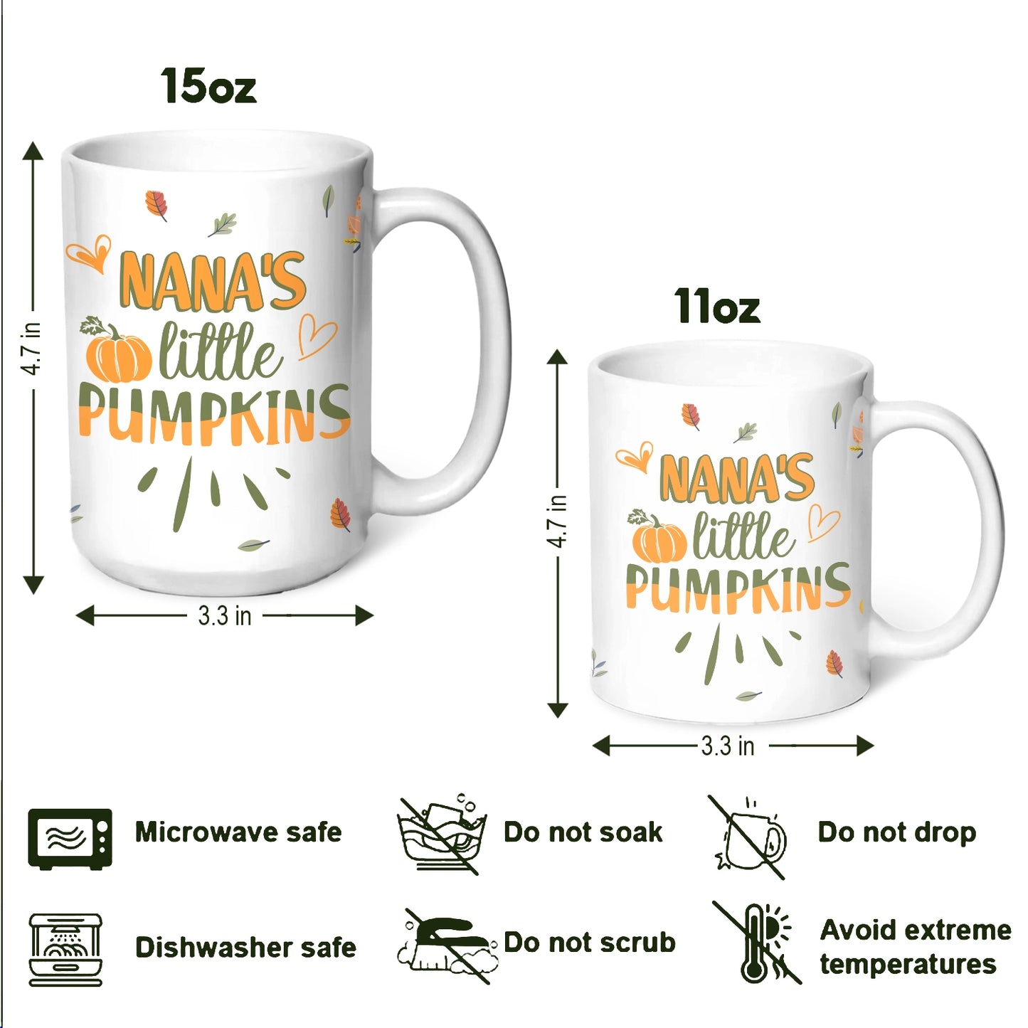 Custom Name Word Art - Grandma's Little Pumpkins - Personalized White Mug