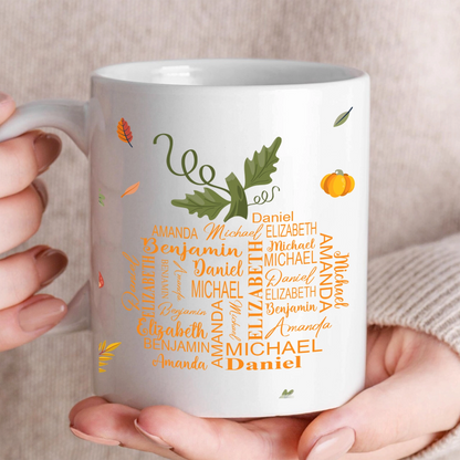 Custom Name Word Art - Grandma's Little Pumpkins - Personalized White Mug