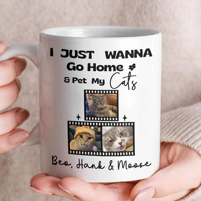 Funny Work Mug For Cat Lovers - FTS Office Clock & Wanna Pet My Cat Custom Photo - Personalized White Mug