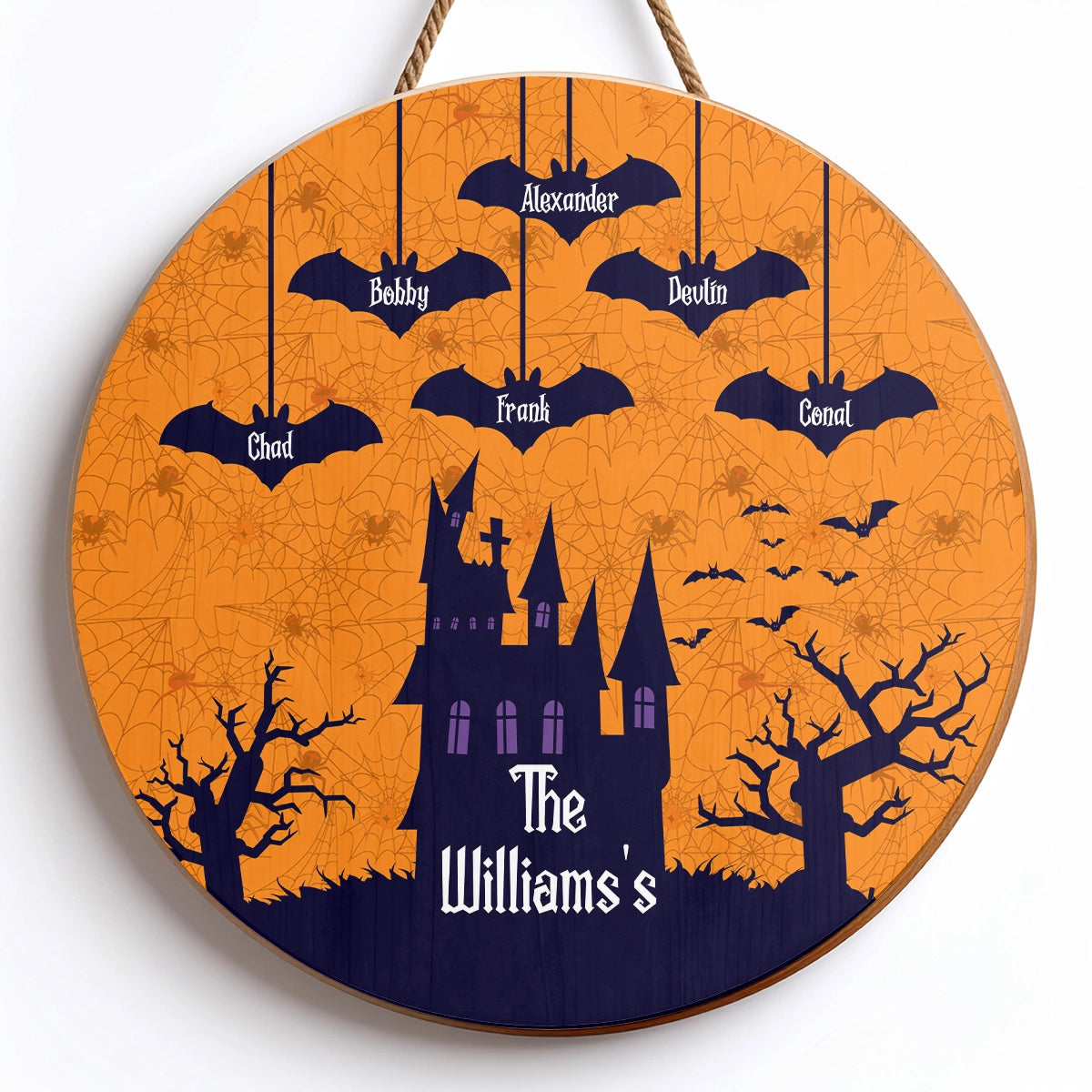 Bat Family - Halloween Name Decoration - Personalized Wood Sign
