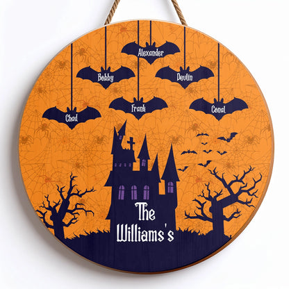 Bat Family - Halloween Name Decoration - Personalized Wood Sign