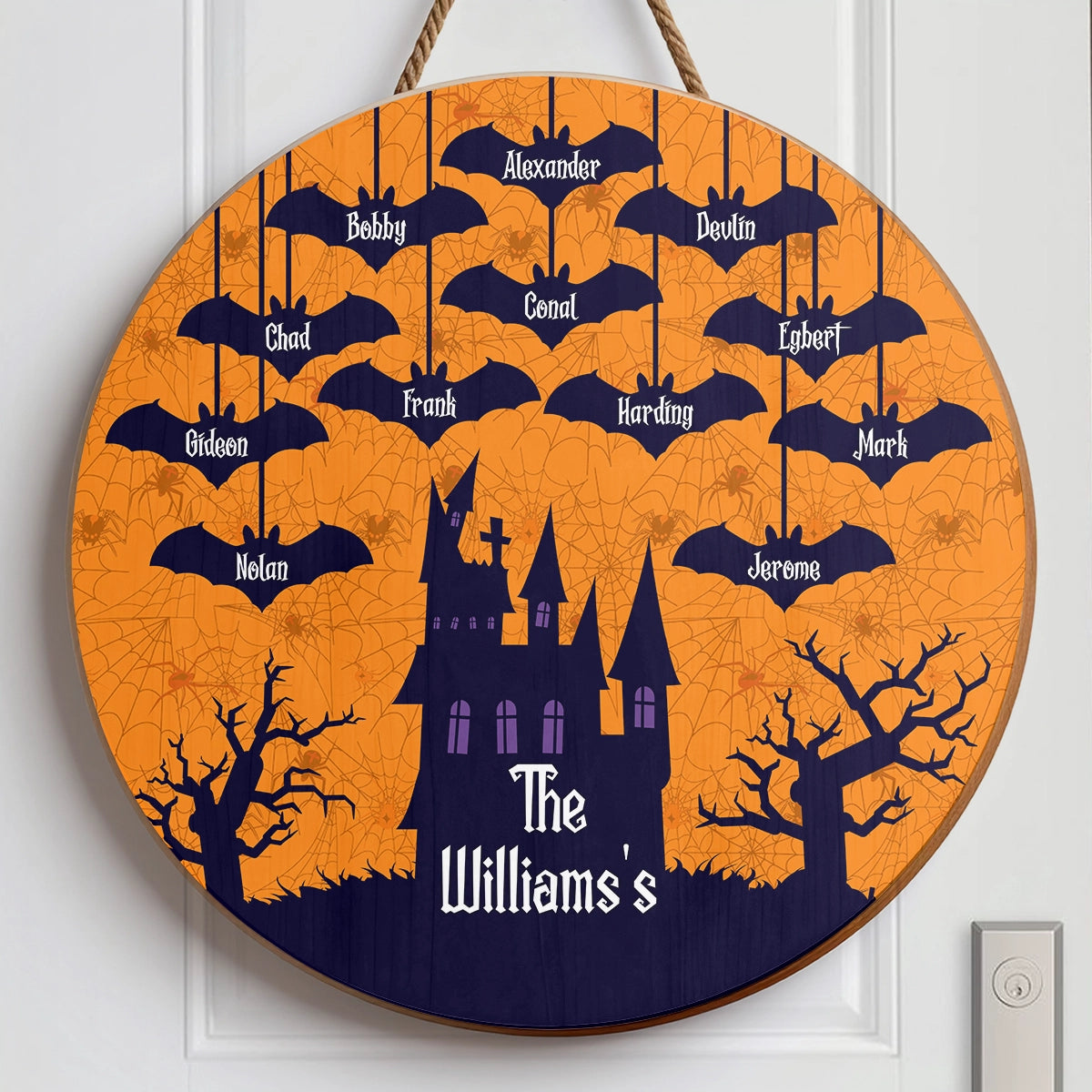 Bat Family - Halloween Name Decoration - Personalized Wood Sign