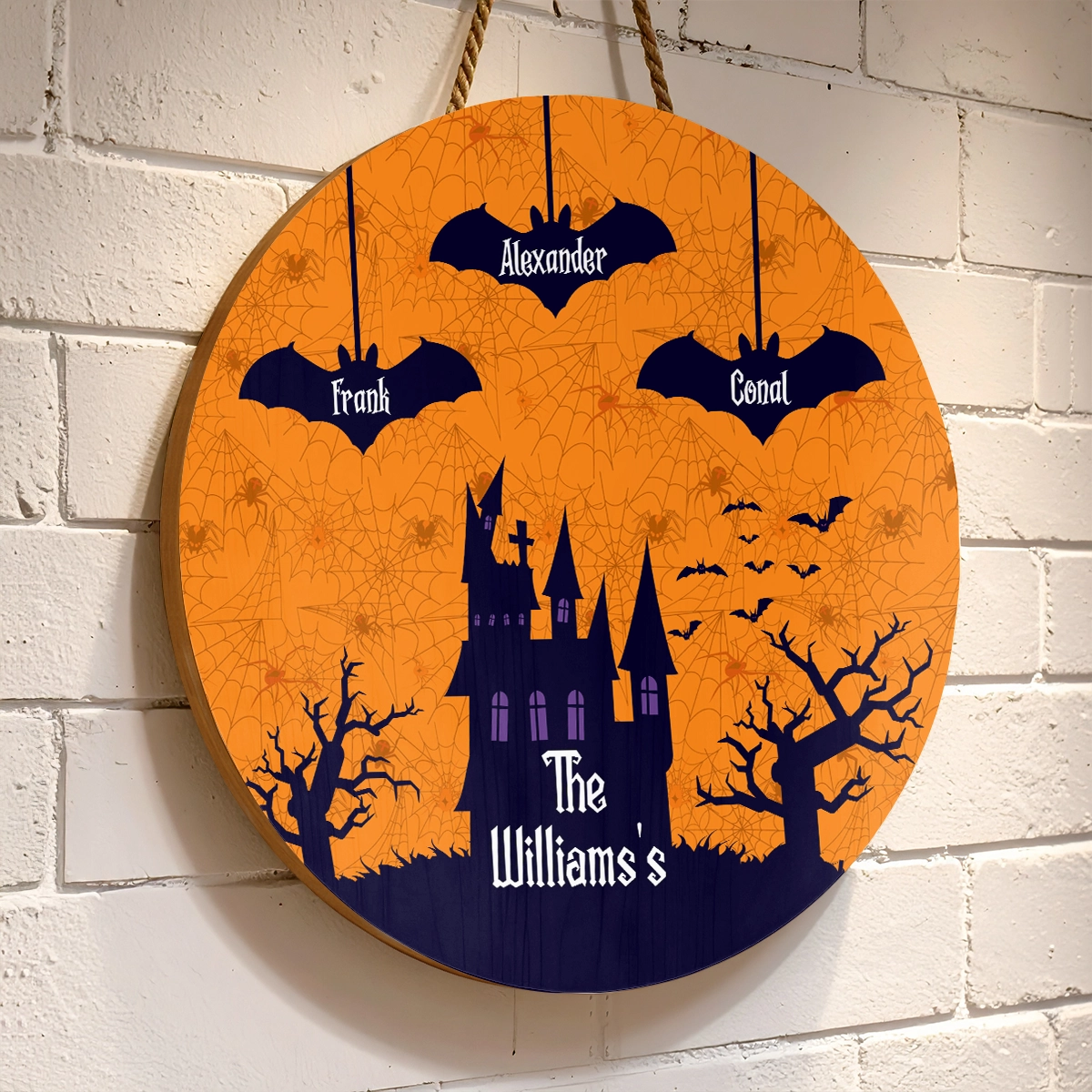 Bat Family - Halloween Name Decoration - Personalized Wood Sign