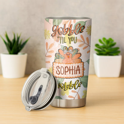 Gobble Till You Wobble - Thanksgiving Turkey Fall Season Gift - Personalized Tumbler