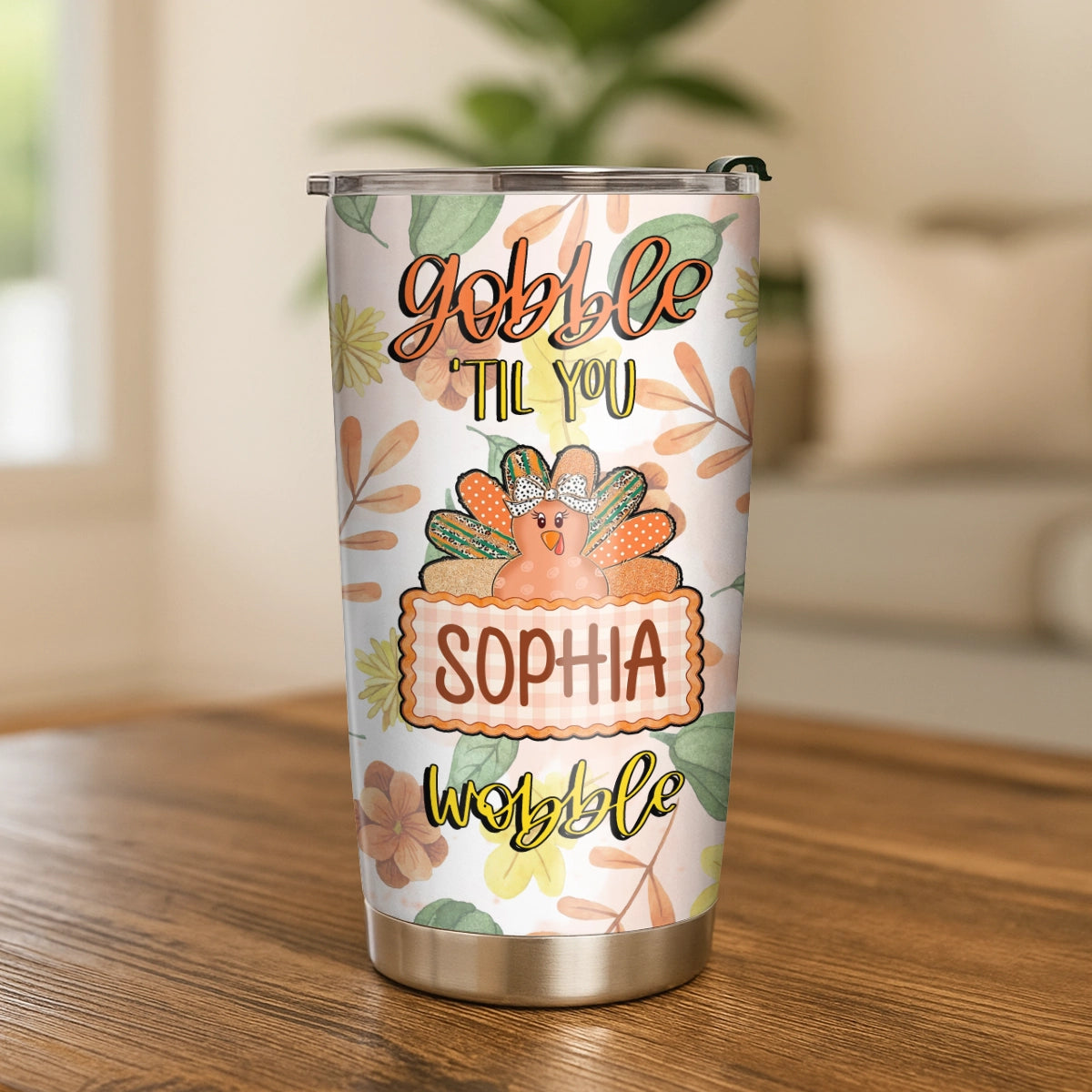 Gobble Till You Wobble - Thanksgiving Turkey Fall Season Gift - Personalized Tumbler