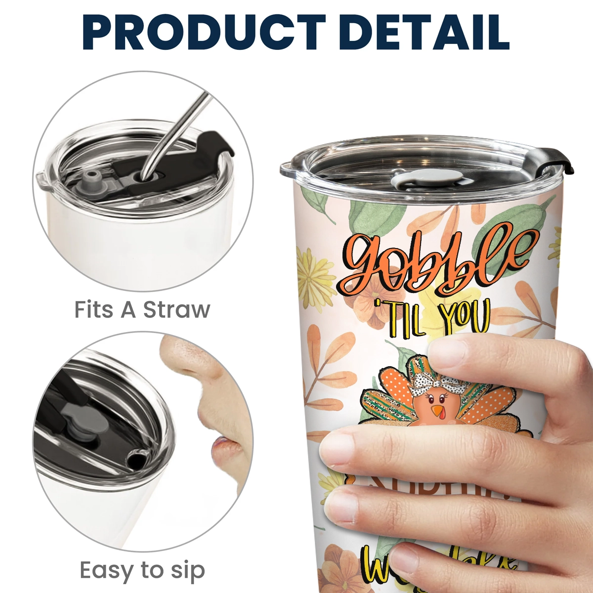 Gobble Till You Wobble - Thanksgiving Turkey Fall Season Gift - Personalized Tumbler