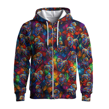 Vibrant Mosaic Dachshund Shirt, Colorful Glass Art Dog Design, Dachshund T Shirt, Wiener Dog T Shirt