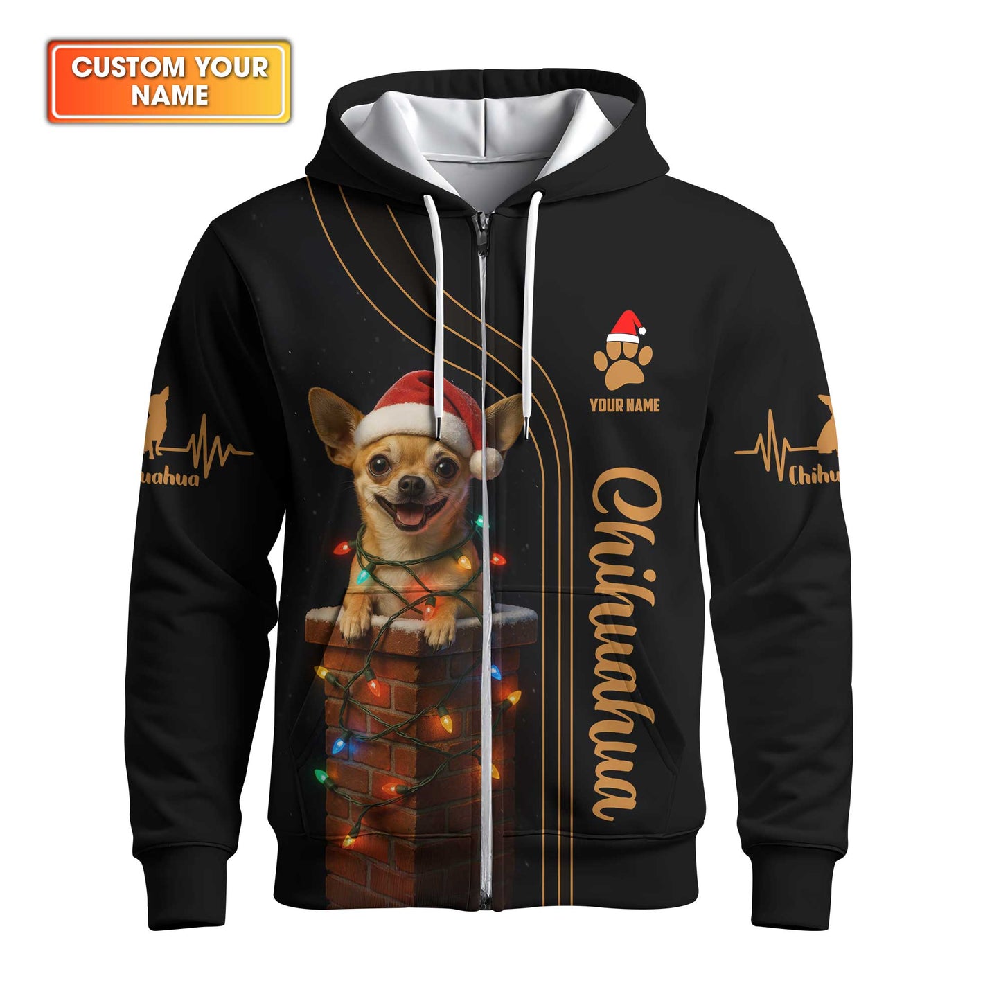 Custom Name Santa Hat Chihuahua, Christmas Chihuahua Hoodie, Chihuahua T Shirt, Funny Cool Chihuahua Shirt
