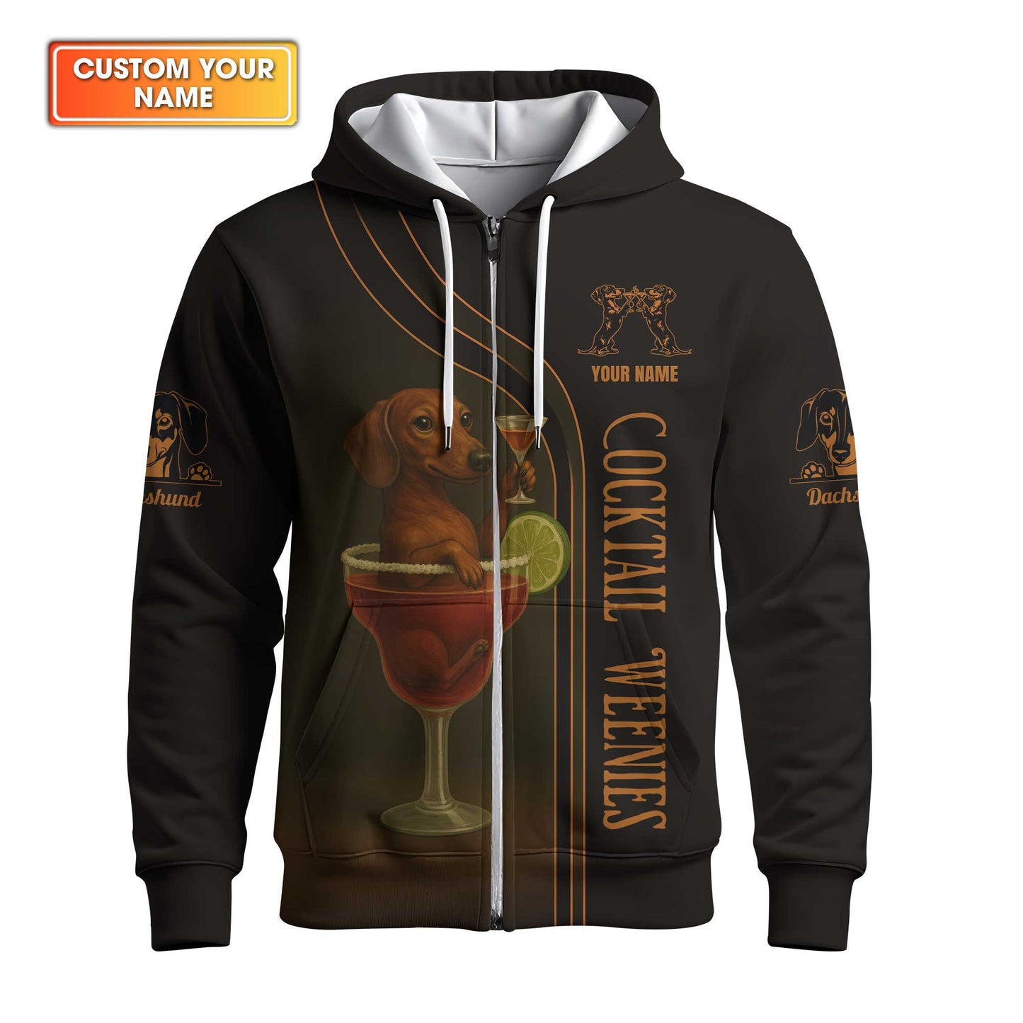 Dachshund Shirt, Funny Dog Cocktail Weenies, Weiner Dog Shirts, Dachshund Sitting In Cocktail Glass With Martini