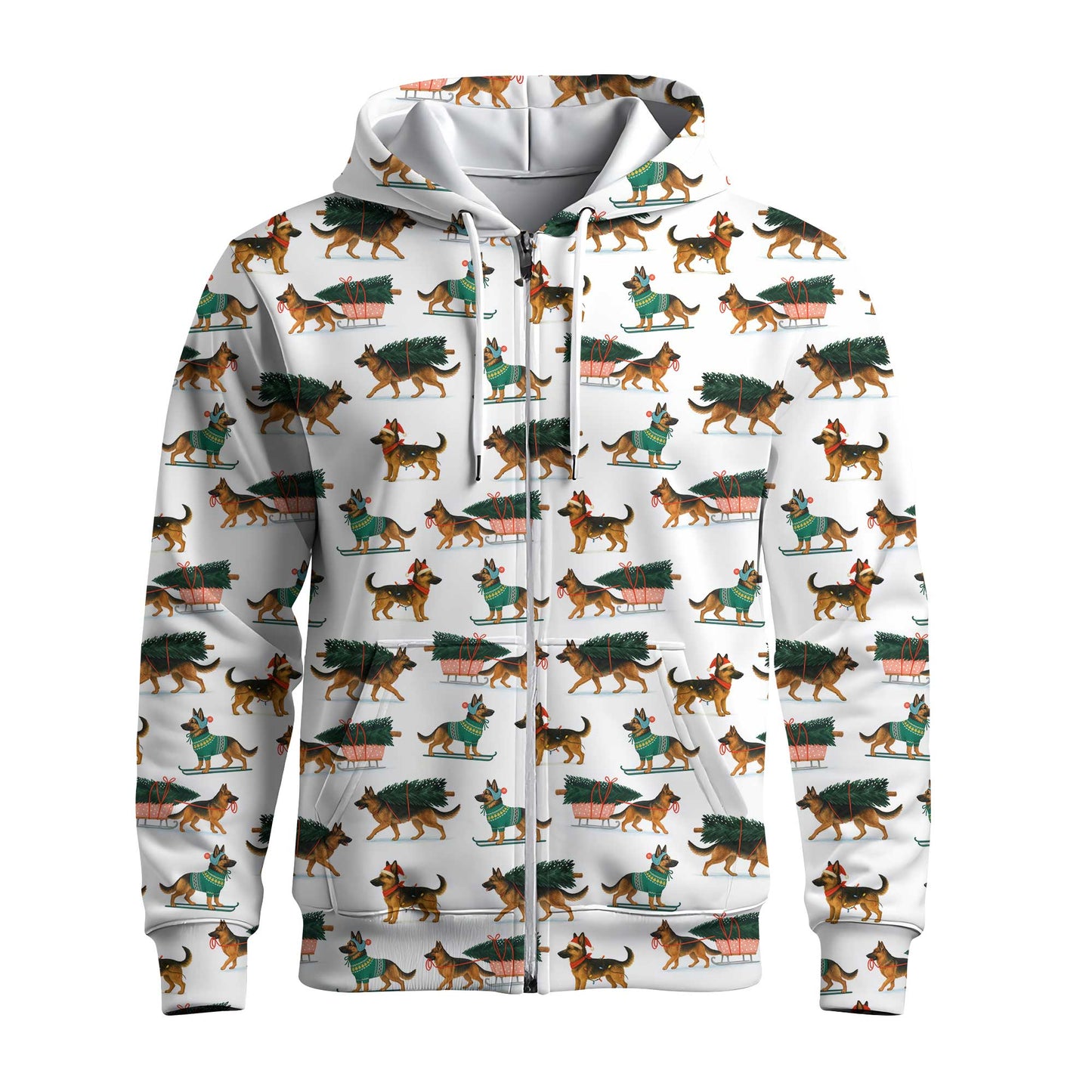 Festive Holiday Shepherd Santa Pattern Polo, Funny German Shepherd Shirt, German Shepherd T Shirt