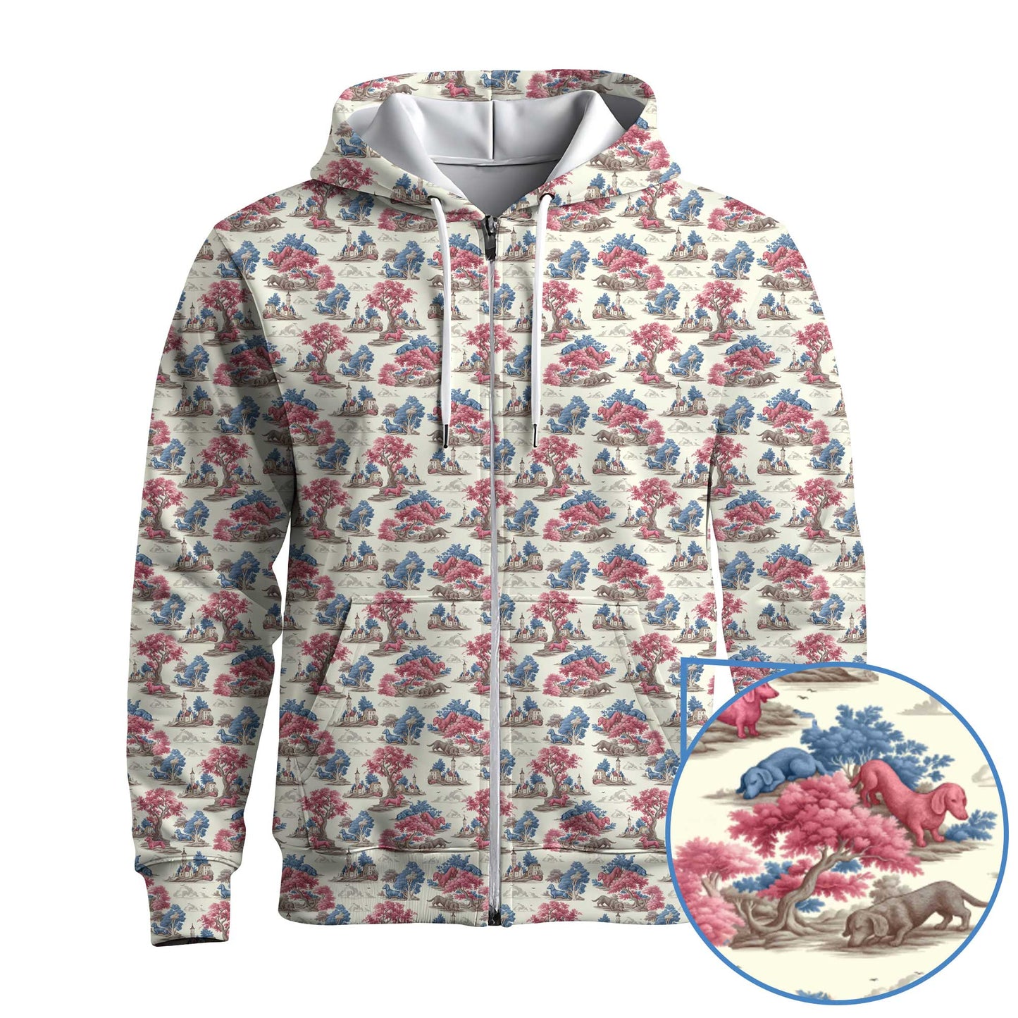 Vintage Toile Forest Pattern Polo, Dachshund Shirt, Wiener Dog T Shirts