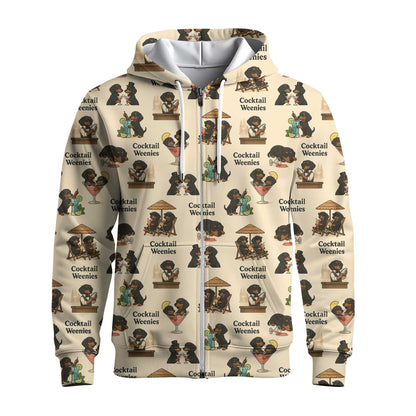 Cocktail Dachshund Pattern Lightweight Polo, Wiener Dog T Shirt, Dachshund Sweatshirt