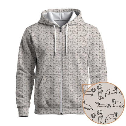 Dachshund T Shirt, Minimal Line Art Dachshund Pattern Polo, Wiener Dog T Shirt