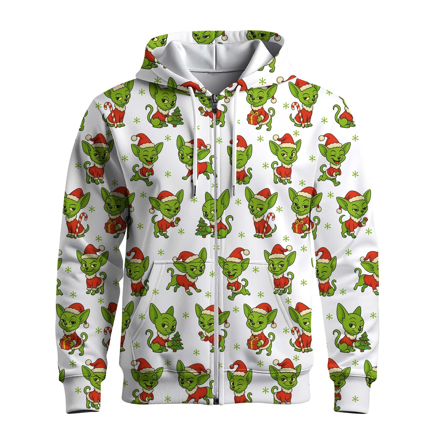 Funny Green Chihuahua Christmas Hoodie, Xmas Dog Pattern Shirt, Chihuahua Shirt For Dog Lovers