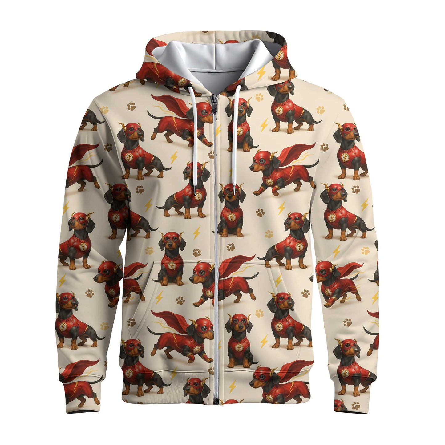 Superhero Red Cape Funny Flash Costume Pattern Polo, Cute Comic Style Top, Dachshund T Shirt, Wiener Dog T Shirt