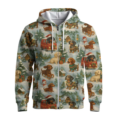 Vintage Christmas Winter Snow Landscape Pattern Polo, Dachshund T Shirt, Wiener Dog T Shirt