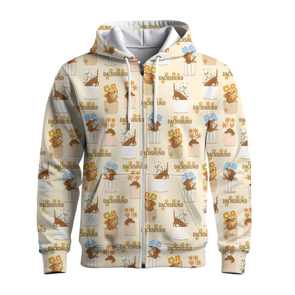 Whimsical Dachshund In Flower Pots Vintage Polo, Dachshund T Shirt, Wiener Dog T Shirt