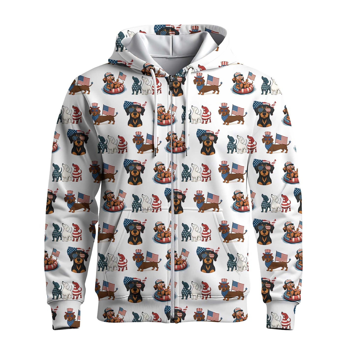 American Flag and Cute Dachshund Pattern Polo, Dachshund Shirt, Wiener Dog T Shirt