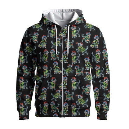 Colorful Neon Labrador Santa Christmas Black Polo, Christmas Labrador T Shirt, Labrador Dog Shirt