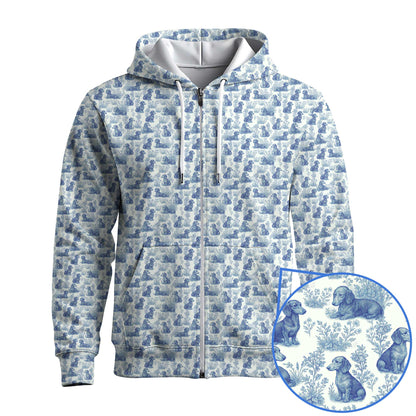 Blue Pattern Shirt - Dachshund Christmas Shirt, Weiner Dog Tee, Pattern Polos For Spooky Season