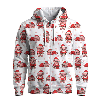 Pink Pug Christmas Hoodie, Funny Pug Christmas Sweatshirt, Perfect Holiday Gift For Dog Lovers