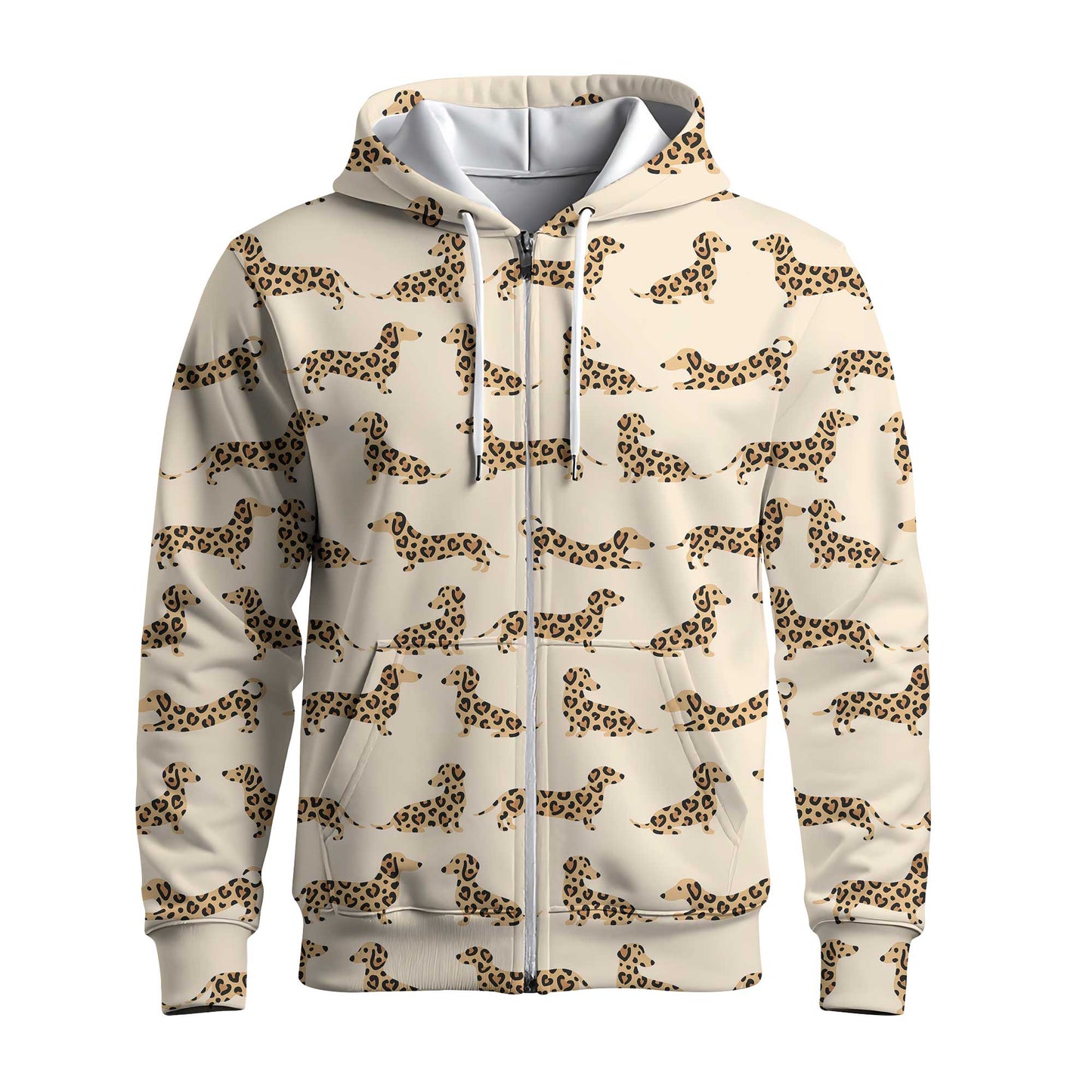 Leopard Print Pattern Cozy Polo, Dachshund Sweatshirt, T Shirts For Dachshunds