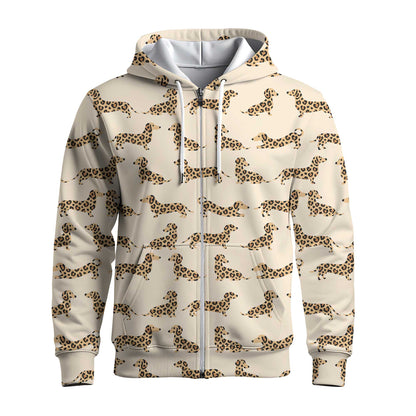 Leopard Print Pattern Cozy Polo, Dachshund Sweatshirt, T Shirts For Dachshunds