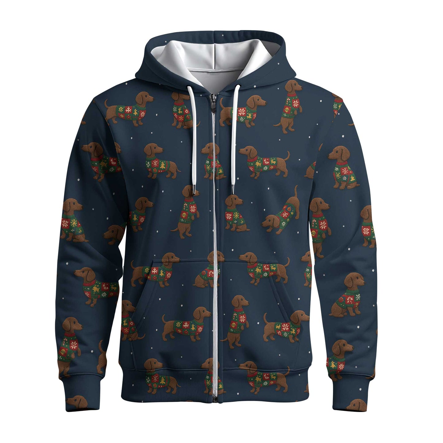 Snowflake Pattern Polos Christmas, Dachshund Christmas Shirt, Weiner Dog Shirts