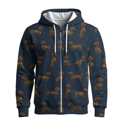 Snowflake Pattern Polos Christmas, Dachshund Christmas Shirt, Weiner Dog Shirts