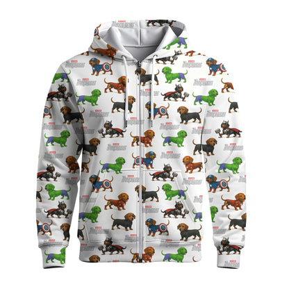 Super Hero Dachshund Pattern Polo, Wiener Dog T Shirt, Dachshund Sweatshirt