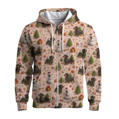 Dog Snowman Tree Pattern Polo For Winter Season, Dachshund T Shirt, Wiener Dog T Shirt