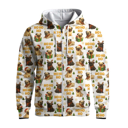 Cute Pug Santa Ho Ho Ho  Pattern Pug Polo, Funny Pug Shirt, Pug T Shirt