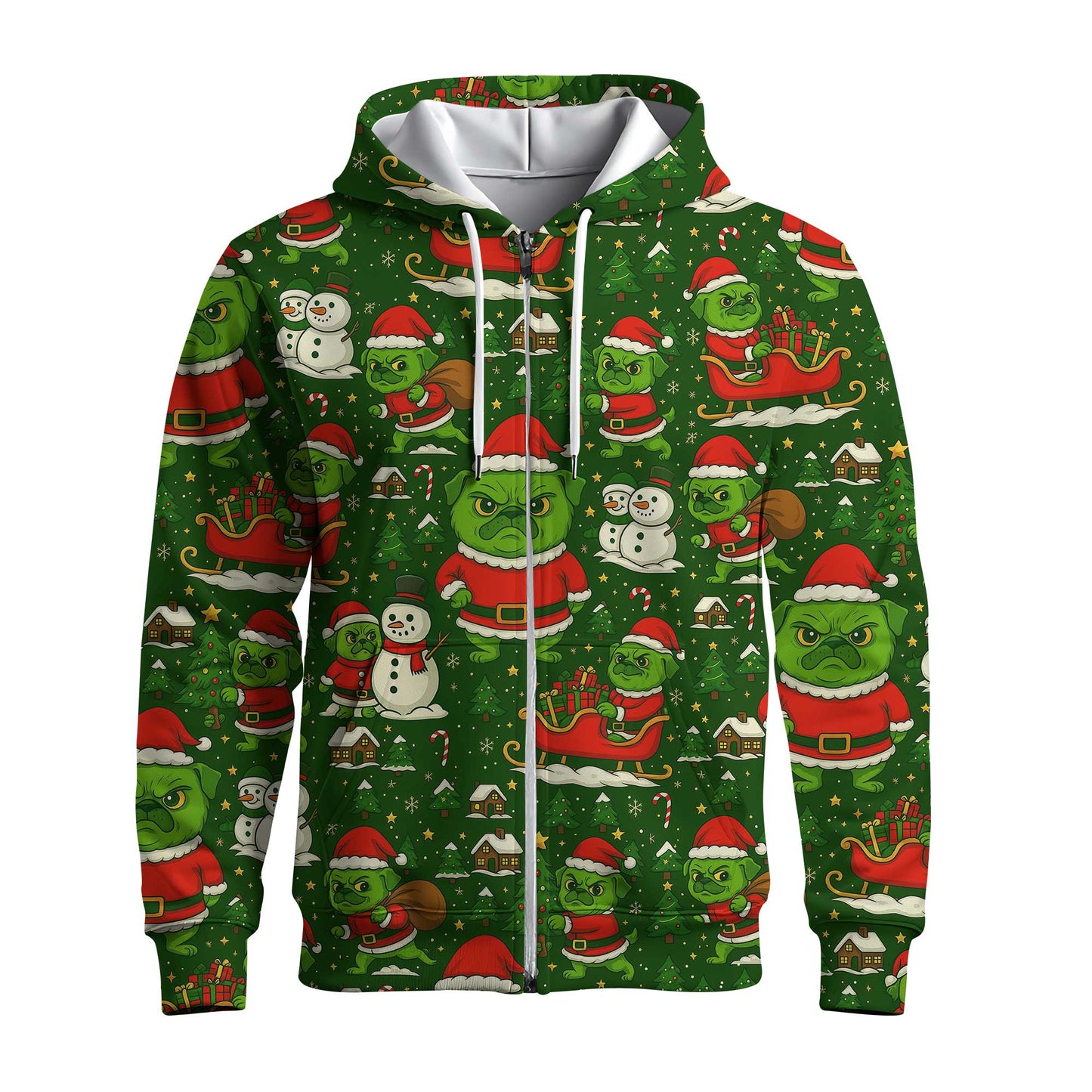 Pugrinch Pattern Shirts, Funny Christmas Pug Shirt, Grinch Pug Hoodie For Pet Lover