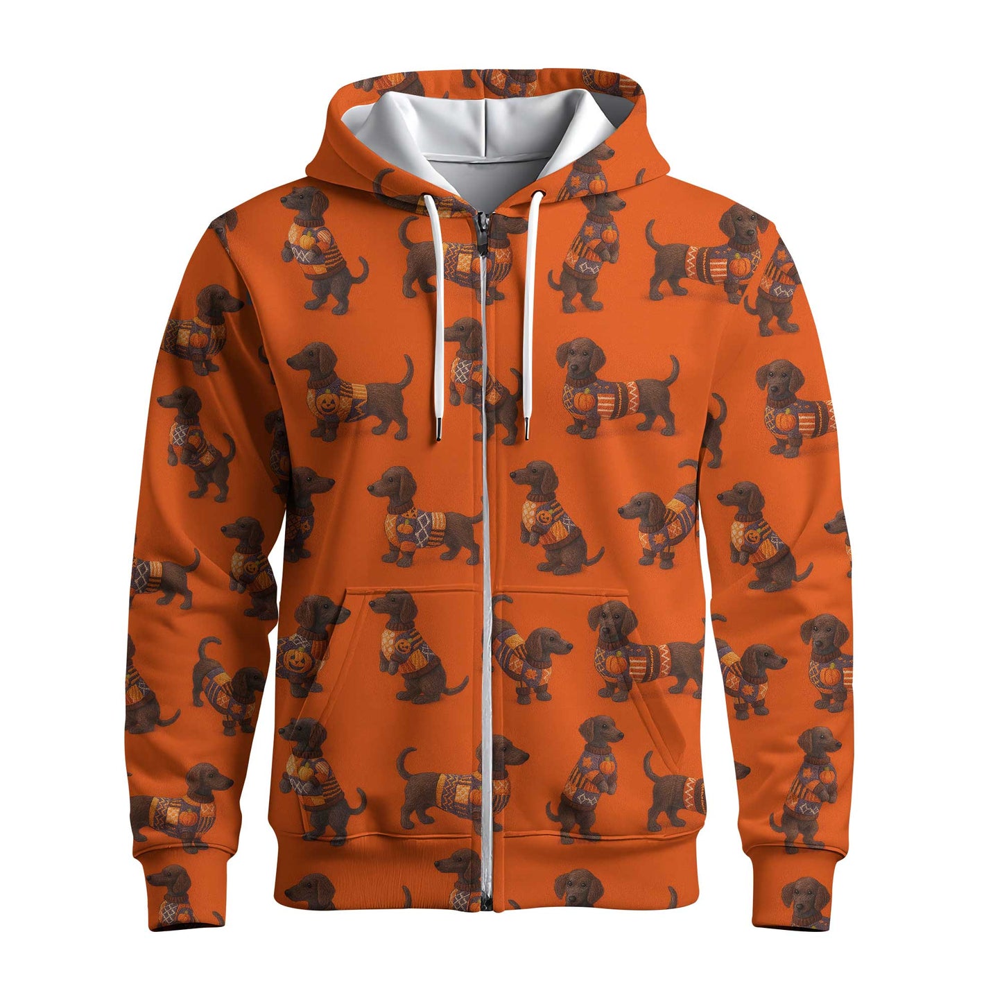 Dachshund Pattern Orange Shirt - Dachshund Christmas Shirt, Weiner Dog Tee, Pattern Polos For Spooky Season