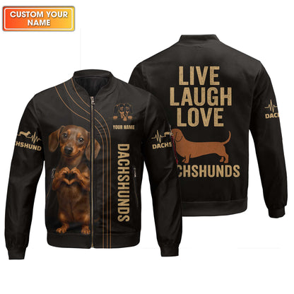 Custom Name Shirt With Cute Puppy Heart Hands Design, Dachshund Sweatshirt, Weiner Dog Shirts