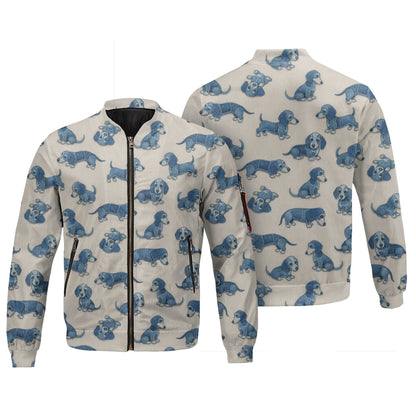 Playful Blue Dog Pattern Hawaiian Style, Wiener Dog T Shirt, Dachshund Shirt